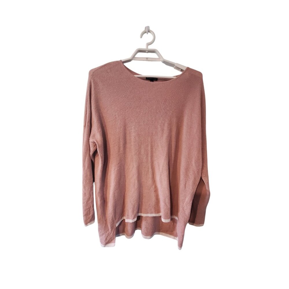 Eileen Fisher Sugar Plum sweater womens L oversized pink Organic Linen c…